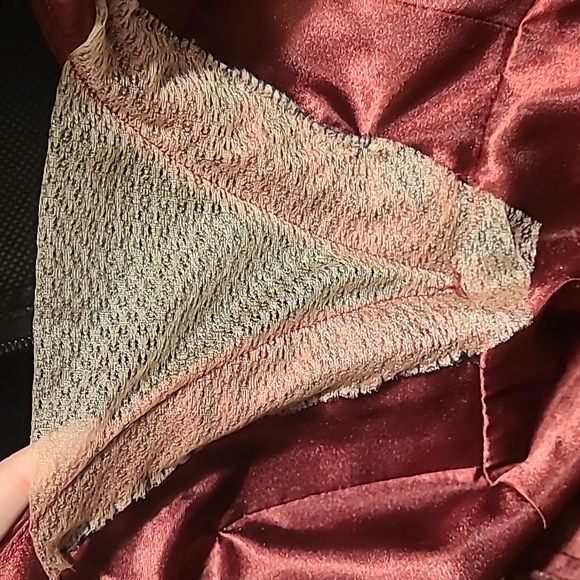 Sherri Hill satin dress V neck  spaghetti straps wine red sz 0 - Picture 11 of 13